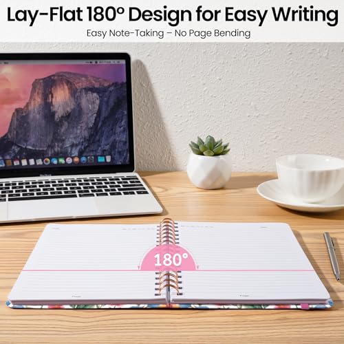 Lined Spiral Journal Notebook, A5 College Ruled Notebook for Journaling, Note-Taking, and Daily Planning, Durable Hardcover with an Elegant Design, Bloom - color: Z.Bloom