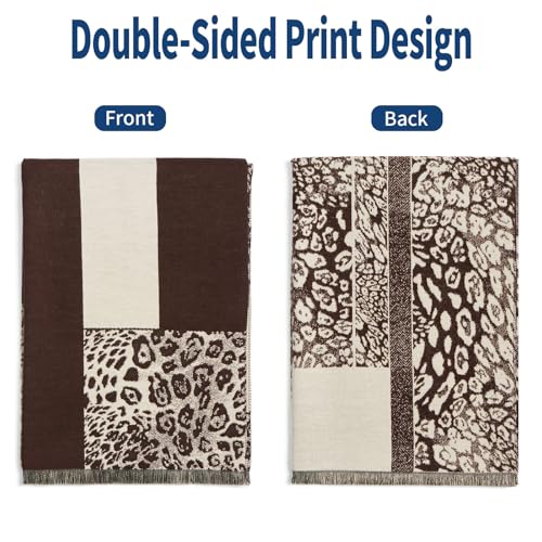 QIUTIMIY Pashmina Shawl Wraps for Womens Winter Scarf Reversible Pattern Designer Ladies Shawls and Wraps for Evening Dresses - color: Flower2-dark Brown