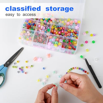 Bead Organizer Box, 1 Pack 12 Grids Plastic Storage Box with 18 Removable Grids Compartments, Small Plastic Jewelry Organizer Box for Beads Jewelry Earring Cosmetics Craft Tackle Pills