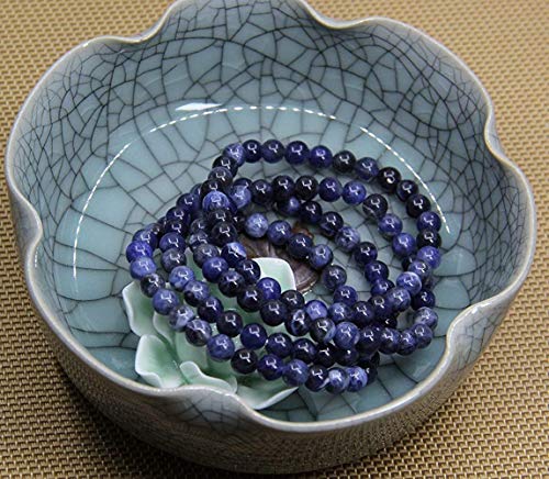 Angelstones Handmade Natural Healing Gemstone 6mm Round Beads Stretch Crystal Bracelet 7 Inch Unisex - color: Blue Sodalite