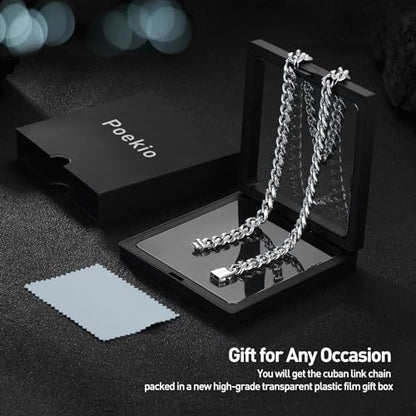 Cuban Link Chain for Men 9MM Silver Chain Necklace 316l Stainless Steel 925 Sterling Silver Filled - style: Length 28 Inch