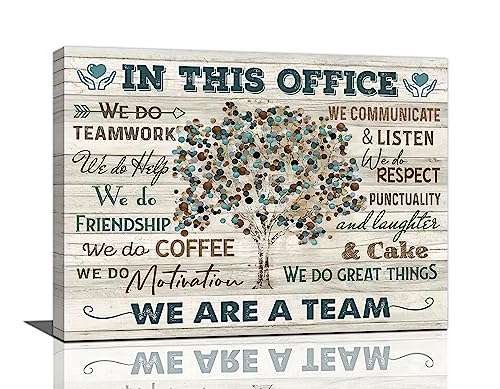 yerretin In this Office Wall Art Motivational Quotes Pictures Wall Decor for Office Inspirational We Are A Team Canvas Painting Room Decorations Artwork Framed Ready to Hang, 16"x12" - color: Office Tree, size: 16"L x 12"W