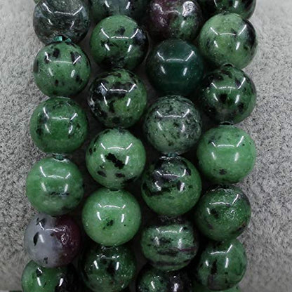 Keleny Fashion Crystal Man Women Stretch Bracelet 10mm Round Beads Rock Jasper 7 Inch Unisex - color: Green Ruby in Zoisite