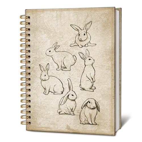 Retro Carrot Rabbits Notebook, Bunny Gifts for Women Notebooks for Note Taking, Gifts for Rabbit Bunny Lovers Journal, Vintage Bunnies Journals for Writing, 5.5x8.3 Inch - color: 02-Retro Carrot Rabbits