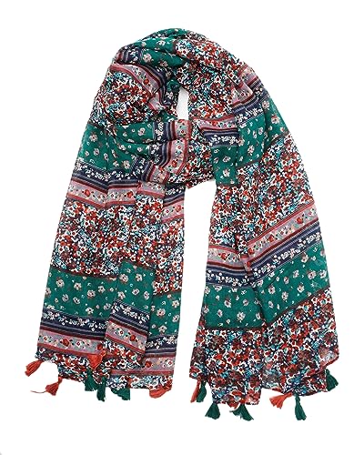 YOUR SMILE Large Boho Scarf for Women Lightweight Floral Printed Scarves Fall Winter Fashion Fringed Shawl wraps - color: 29
