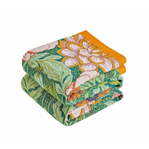 Boho Blanket Soft Muslin Boho Throw Blanket 100% Cotton Blanket All Seasons Reversible Rustic Floral Printed Vintage Rustic Farmhouse Decor Throw for Sofa Couch Chair (Green, 60"x80") - color: F-green Flower, size: Twin-60"x80"