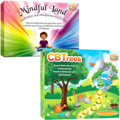 Mindful Land Mindfulness Cards for Kids - Positive Affirmations Cards for Kids Stress Reduction & CBTrees Therapy Game for Kids, Therapy Counseling Game Teaching About Ecology and Nature