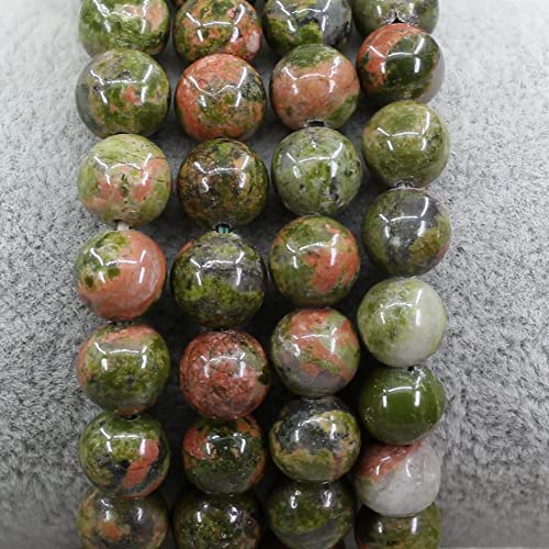 Keleny Gem Semi Precious Gemstones 8mm Natural Quartzite Stone Round Beads Rock Crystal Jasper Stretch Bracelet 7 Inch Unisex - color: Green Unakite