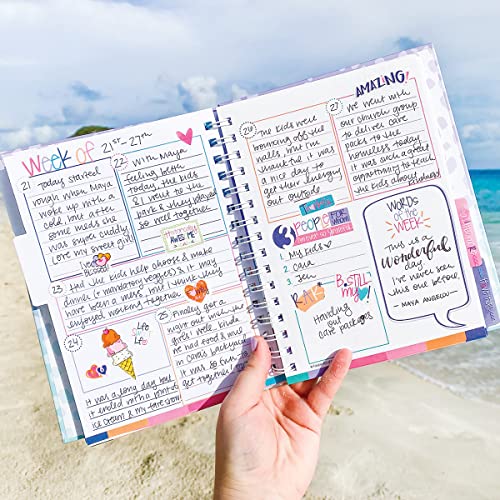 Gratitude Journal 52 Week Daily Positive Thinking for Thankfulness + Sticker Set | Gratitude Finder - color: Seaside Goddess + Grateful Heart Stickers