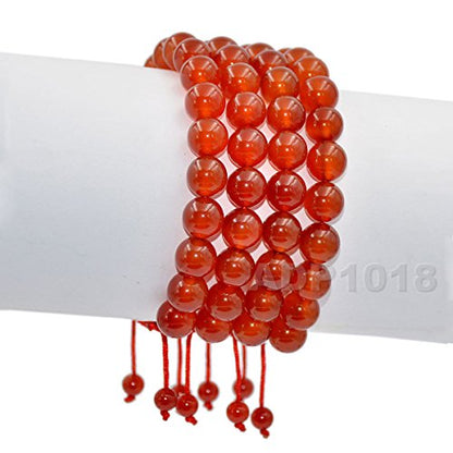 AD Beads Unisex 8mm Gemstone Bracelets Healing Macrame Adjustable 7-9 Inches || wear this healing natural gemstone bracelet help to erase your pain and fear || recover your energy||| - color: Red Agate