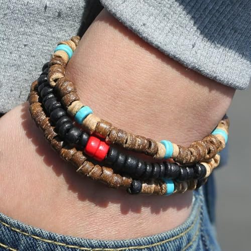 Todu Boho Bracelets Vintage African Turpine Coconut Shell Stackable Wooden Beaded Bracelets for Women Men Bohemian Ethnic Summer Beach Vacation Holiday Jewelry - style: Style A