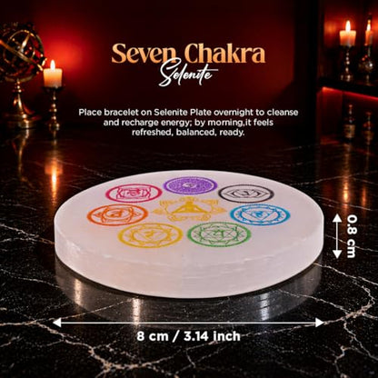 Natural Healing Dhan Yog Bracelets For Men & Women Certified Gemstone 8mm Beads for Money Magnet & Wealth Attraction, Prosperity, Success, Protection, Luck, Stress Relief & Emotional Balance DhanYog Bracelet - color: Kuber Dhanyog + 7 Chakra Selenite Plat