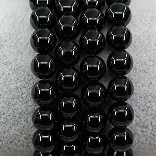 Keleny Gem Semi Precious Gemstones 8mm Natural Stone Round Beads Rock Crystal Jasper Stretch Bracelet 7 Inch Unisex - color: Black Agate