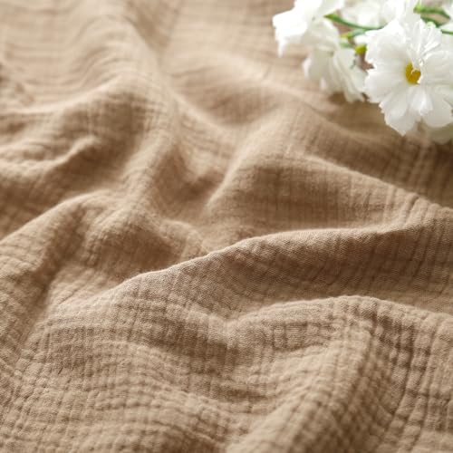 Muslin Cotton Throw Blanket with Flannel for Bed,Super Soft Muslin Blanket with Cozy Flannel for Adults 55 * 72inches,Coffee - color: Coffee