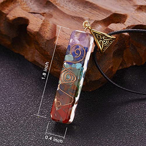 Necklace Pendant & Lava Rock Bracelet, for Women/Men (Set) - color: 7 Chakra Set -B