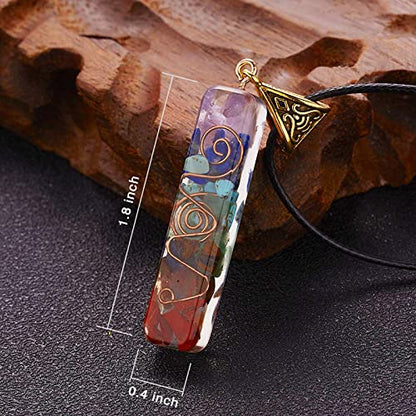 Necklace Pendant & Lava Rock Bracelet, for Women/Men (Set) - color: 7 Chakra Set -B