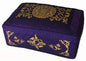 Meditation Cushion - Rectangular Zafu Buckwheat and Kapok Fill Longevity Celestial Vine Purple - color: Purplelogevityvine