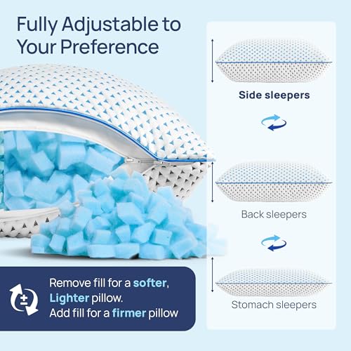 Small Cooling Memory Foam Travel Pillows for Airplanes Sleeping, Compressible Camping Pillow, Mini Adjustable Shredded Foam Bed Pillow for Medium Firm Neck Knee Lumbar Support, Ideal Car, Backpacking - size: S - 16 x 12 Inch