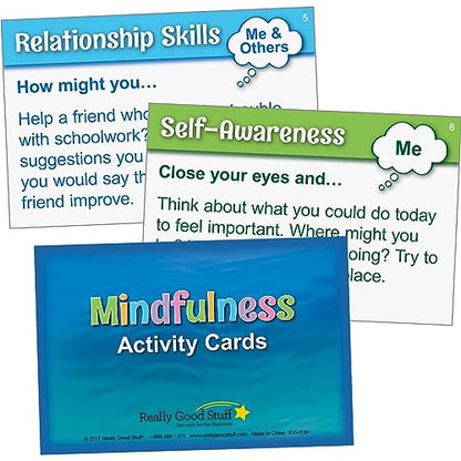 Really Good Stuff Mindfulness Activity Cards for Students - Set of 40 - Mindful Activities & Excercises to Grow Emotional Strength, Promote Growth Mindset, Focus, & Well Being