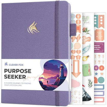 Clever Fox Purpose Seeker Journal – Guided Manifestation & Life Reflection Planner for Daily Self-Exploration, Goal-Setting & Gratitude (Lavender) - color: Lavender