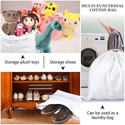 PlasMaller Dust Cover Storage Bags Purified 100% Cotton Flannel with Drawstring Pouch For Handbags Purses Pocketbooks Shoes Boots Set of 3 (White) - color: White
