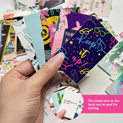 72PCS Inspirational Cards for Women & Men - Motivational Affirmation Cards with Blank Backs, Encouragement Gift for Self-Care, Office, Bookmark, Pockets