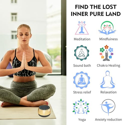 Meditation Sound Machine,Portable Electronic Singing Bowl Frequency Healing,256HZ-432HZ-528HZ 9 Tones Singing Bowl Frequency Generator for Healing with 4 Level Timer and Luminous Button