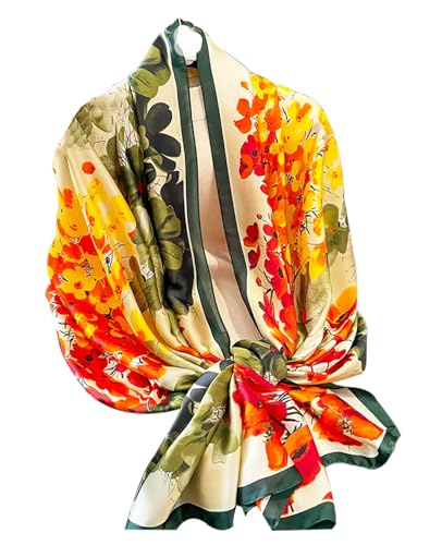 Hioyiwse Shawl Scarf For Women Lightweight Scarves Floral Pattern Formal Evening Dressesformal Shawl Summer Wraps - color: E33-tetrachromic Flower（70.8"x35.4")