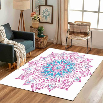 Mandala Indian Indoor Outdoor Rugs Spiritual Meditation Washable Rug Living Room Bohemian Circular Kitchen Mat Entryway Rug Non Slip, Carpet for Bedroom Dining Room Rugs for Under Table 5x6 ft - size: 5x6ft