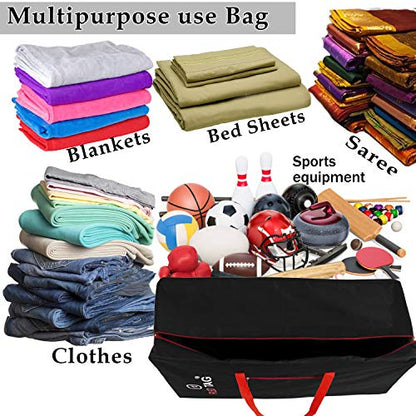 Storite Moisture Proof Heavy Duty 1680 Denier Nylon Multi-Purpose 236 L Extra Large Toys Storage Bag/Stationery Paper/Blankets/Clothes Storage Bag For Travel (Red Black, 113x39.5x53 cm) Rectangular