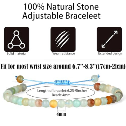 QOGIR Handmade Healing Bracelet,6mm Natural Gem Stone Bracelet rope bracelet - color: Amazonite(Communication and Expression), size: 4mm