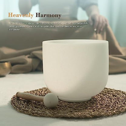 TOPFUND 528 Hz Solfeggio Crystal Singing Bowl 8 inch with Heavy Duty Carrying Case and Suede Mallet - color: 528Hz Singing Bowl, size: 8 inch