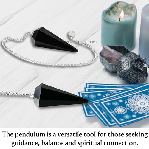 Amazing Gemstone Black Obsidian Crystal Pendulum for Divination - Certified Dowsing Crystals & Healing Stones for Chakra Balancing and Meditation - Enhance Reiki Spiritual Growth - color: Black Obsidian