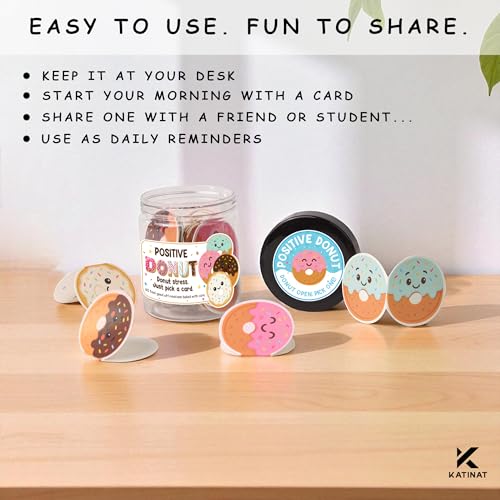 Positive Donut Jar, Emotional Inspirational Support 60 Affirmation Cards, Stocking Stuffers for Teen Girls, Birthday Gifts for Teenage Girls, Teen Girl Gifts Trendy Stuff - color: Positive Donut