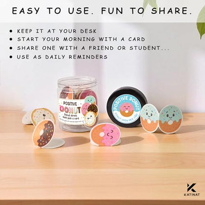 Positive Donut Jar, Emotional Inspirational Support 60 Affirmation Cards, Stocking Stuffers for Teen Girls, Birthday Gifts for Teenage Girls, Teen Girl Gifts Trendy Stuff - color: Positive Donut