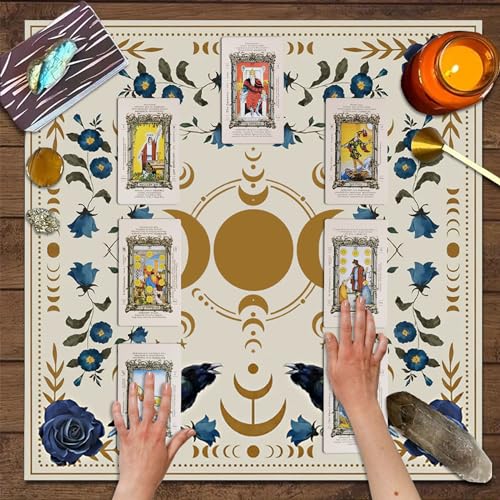Knana Tarot Altar Cloth - Silk Witchcraft Mat for Reading - Includes Tarot Card Bag (Sun Moon) - color: Sun Moon