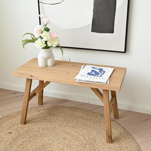 SwallowLiving 30" Solid Wood Entry Bench - Rustic Farmhouse Style Hallway Seating for Living Room, Dining Room Entryway - Handcrafted Natural Finish - color: Nature, size: 30 Inch