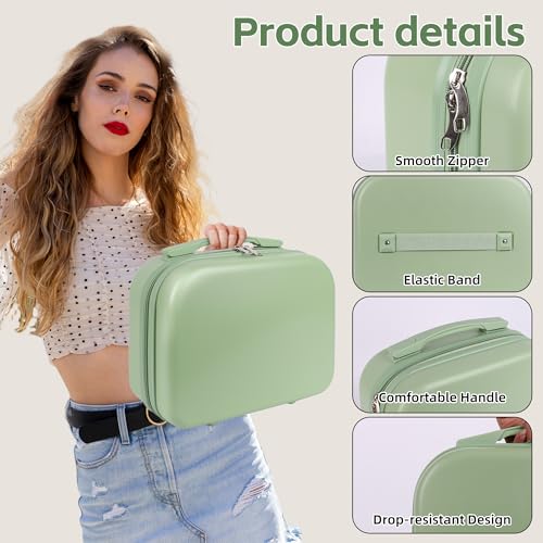 Portable Makeup Case 14inch Cosmetic Case Travel Toiletry Hand Luggage Carrying Case - color: GREEN
