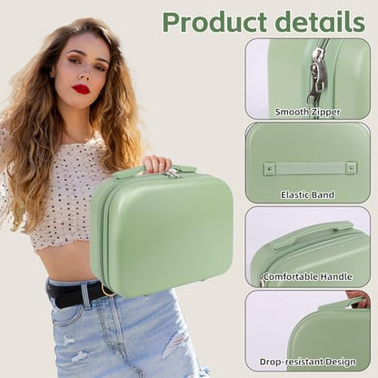 Portable Makeup Case 14inch Cosmetic Case Travel Toiletry Hand Luggage Carrying Case - color: GREEN