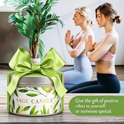 Sage Candles Gift Set, 4 Pack Natural Soy Wax White Sage Smudge Kit with Healing Crystals, House Cleansing & Negative Energy, Spiritual Meditation & Aromatherapy, Housewarming Birthday Self Care Gifts - style: Pure Sage 4 Pack
