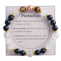 KSQS Healing Stone Bead Bracelet for Women, Natural Gemstones Balance Protection Bracelet, Spiritual Crystal Beads Bracelet Anxiety Relief with Meaning Card - style: Protection-1