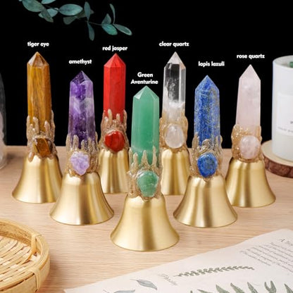 Super Loud Solid Brass Handbells Altar Bells Natural Amethyst Tower Bell Chimes Witch's Bells Hand Percussion Instruments Call Bells for Meditation Prayer Reception Pet Feeding and Home Decoration