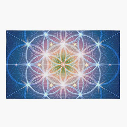 Blue Sacred Geometry Rug Purple Rug Spiritual Rug Flower of Life Floor Rug Mat Yoga Rugs 3x5 4x6 8x10 Large Rugs Yoga (Standard Area Rug, 2' x 3') - size: 2' x 3'