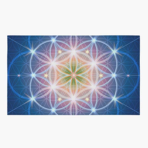 Blue Sacred Geometry Rug Purple Rug Spiritual Rug Flower of Life Floor Rug Mat Yoga Rugs 3x5 4x6 8x10 Large Rugs Yoga (Standard Area Rug, 3' x 5') - size: 3' x 5'