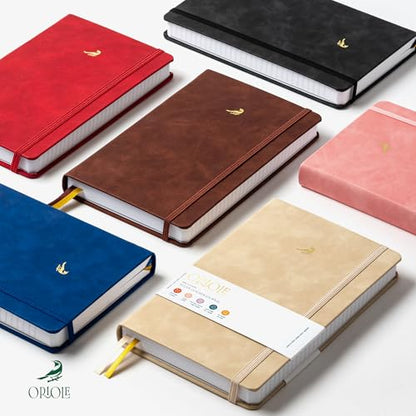 Oriole Vegan Leather Ruled Notebook - Racing Green | 176 Pages of Thick Lined Paper | Soft Touch Hardcover Journal (5 x 8 in) with Gold Foil Bird Design & Luxury Gift Box - color: Racing Green
