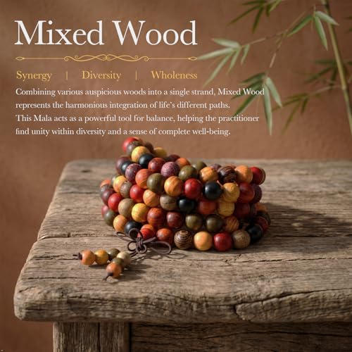 SUNYIK 8mm 108 Tibetan Buddhist Mala Bracelet Natural Beaded Prayer Bead for Women Men