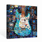 SiuSue Abstract Blue Guitar Guitar Music Musical Instrument Canvas Wall Art Poster Prints Artwork Pictures Framed for Music Studio Home Bedroom Living Room, 12x12 Inch - color: Guitar-4