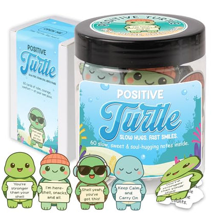 Positive Turtle Jar – Funny Birthday Gifts for Women Men Teens Stocking Stuffers Teen Girls Son Mom Dad Daughter Sister Friend Coworkers Teachers Gifts, Sea Turtle Gift for Women - color: Positive Turtle