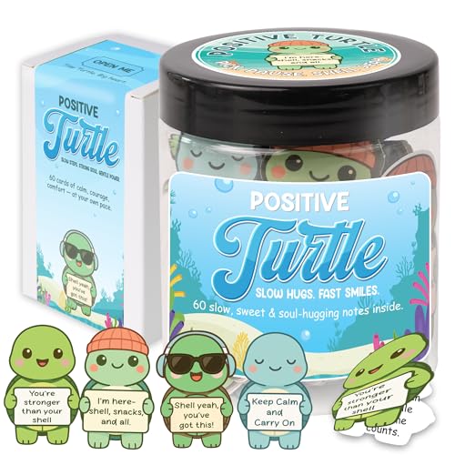 Positive Turtle Jar – Funny Birthday Gifts for Women Men Teens Stocking Stuffers Teen Girls Son Mom Dad Daughter Sister Friend Coworkers Teachers Gifts, Sea Turtle Gift for Women - color: Positive Turtle