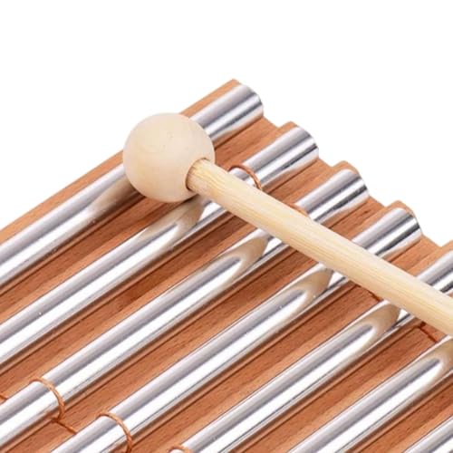 Meditation Chime Wooden Chimes Hand Chime with Mallet for Yoga Office Relaxing Sound, 7 Tone
